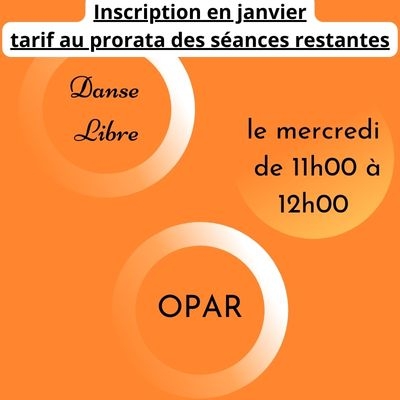 Danse libre à l'OPAR le mercredi de 11h00 à 12h00